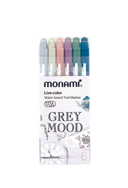 Monami Live Color Twin Marker - Chisel / Fine - Refresh - 6 Color Set
